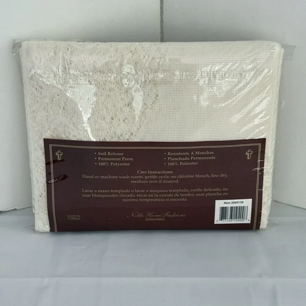 Noble Home Last Supper Oblong Tablecloth Ivory Lace Religious Christian 60x104